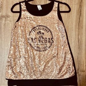 Rose gold Las Vegas Sequin Tank Top